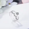 Cluster Rings Korean Fashion Sterling Silver 925 For Women Jubileum Utsökta Big Dipper Zircon Double Layer Ring Smyckespresent