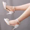 2022 vit båge höga klackar kvinnor skor damer pumpar sexig vår sommar mode sandaler kontor klänning stilett