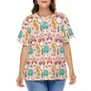 여자 플러스 사이즈 티셔츠 버섯 안내 티셔츠 화려한 버섯 거리웨어 티셔츠 짧은 슬리브 여자 힙합 티셔츠 해변 패턴 탑