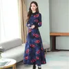 Casual Dresses Plus Size Dress 2022 Fashion Velvet Thickened O-neck Long Sleeve Printed Ceremony Bottoming Women