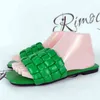 Rimocy Design Weave Soft Slippers Women 2022 Zomer vierkant teen platte sandalen vrouw plus maat 43 niet -slip buiten flip flops mujer g220526