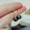 Dangle & Chandelier Yellow Gold Pearl Earrings Jewelry Wedding Tahitain Black For Women AU750 2022 TrendDangle DangleDangle