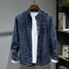 Camicie casual da uomo Primavera Autunno Abbigliamento uomo Moda Vintage lavato camicia di jeans tie-dye Camicia di jeans streetwear con personalità ricamo maschile