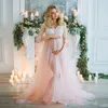 Sukienki swobodne różowe długie tiulowe ciążowe z pół rękawów aplikacje w ciąży sukienka do eoshoots 2022 Custom Madecasual