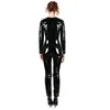 Combinaisons pour femmes Barboteuses Punk Cuir Body Body Sexy Femmes Noir PU Teddy PVC Justaucorps Latex