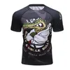 Erkekler Fitness Sıkıştırma O Boyun Eğitimi Tee Kısa Kollu MMA Spor T Shirt Güreş Jiu Jitsu Rashguard Sıkı Tişört 220620