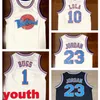 Nikivip Youth Kids Top 영화 공간 잼 곡 분대 저지 23 Michael 1 Bugs Bunny 10 Lola Basketball Jersys Black White Size S-XL