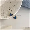 Boucles d'oreilles bijoux petit coeur bleu géométrique alliage oreille accessoires pour femmes filles mode fête cadeau Brincos livraison directe 2021 617UK
