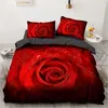 Set biancheria da letto 3D rosa rossa Set personalizzato king size 3 pezzi Copripiumino CopertaTrapunta federa Set letto di fiori per matrimonio in microfibra 220616