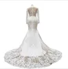 Sukienki zwyczajowe w stylu paryżowym suknie ślubne syrena vestido de noivarobe mariee długie rękawy Abiye formalne suknie ślubne Appliques1917884