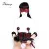 Thierrry Zijde Tepel Pasties Corset Blinddoek Arm Manchet Zweep Veer Bondage Erotische sexy Speelgoed voor Koppels Vrouwelijke SM Game