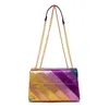 Luxusbeutel 2022 Frau Modestil Mode Abendtaschen mit metallisch farbenfrohen Regenbogenhand -Handtasche glänzende Cross -Lod -Tasche