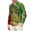 Men's Dress Shirts 6xl Polynesia Print Tribal For Men Autumn Gradient Button Down Shirt Custom Long Sleeve PartyMen's Vere22