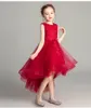 Girl's Dresses Red Lace Kids For Girls Wedding Dress Elegant Princess Gown Children Evening Party Flower Costume