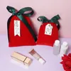 Gift Wrap Packaging Bags Flannel Red Drawstring Pouch Wedding Jewelry Small Packing Pockets Home Sundries Container Storage BagGift