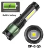 Nieuwe mini-LED-zaklamp 3 Modi ingebouwd in batterij Super Bright XP-G Q5 USB Oplaadbare Torch Waterdichte draagbare COB Camping Light