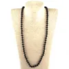 Colares pendentes jóias boêmias Colar de pedra de lava preto e lava de lava de lava longa para mulheres