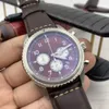 限定版アビエーター8 B01クォーツクロノグラフメンズウォッチ46mmシルバーケースブルーダイヤル輝かしい腕時計