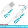 3Pack USB Charger Cable Cord 2.5mm with Fast Charging Technology for Universal Vibrating Wand Massagers and Toys, 2ft White