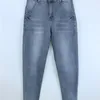 16023 kvinnors jeans vår koreansk stil lös kontor damer streetwear fast färg ljus blå elastisk blekmedel skrap denim byxor 220812