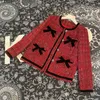 Women's Jackets Vintage Wool Tweed Women Plaid Cropped Bomber Jacket Coat Autumn Round Neck Long Sleeves Bow JacketWomen's