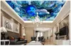 Custom qualsiasi taglia murale carta da parati grande mare animali delfino di corallo pesce per soggiorno camera da letto Zenith soffitto murale papel de parede