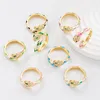 S2979 Fashion Jewelry Copper 18K Gold Plated Glaze Enamel Snake Ring Women Zircon Inlaid Opening Adjustable Rings