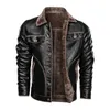 Men's Fur Men's & Faux Winter Men's PU Leather Jacket Casual Male Thick Thermal Coats Men Collar Motorcycle Down Jackets