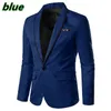 Blazer Masculino Homme Slim Fit Erkekler için Şık Rahat Katı Blazer İş Düğün Parti Dış Giyim Ceket Suit Tops 220409