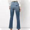 Damesjeans Moeder Autumn Winter High Taille Double Pocket Wild Nine-Point Micro-Flare