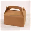 Portable Cake Carton Kraft Papier Cookie Nugat Pieczenia Desery Opakowanie Box Candy Gift Wrap Torba 10 SZTUK CX220125 Drop Dostawa 2021 Chleb Boxe