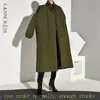 LANMREM PRAWDALNE CAWTONEDNY Zielony płaszcz z długim rękawem Lose Fit Women Parkas Fashion Autumn Winter 201210