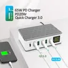 65W USB Laddningsstation med 20W PD-laddare och 18W QC3.0 Snabba laddare kompatibla för tabletter telefoner och mer