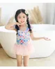 Children cartoon lovely mermaid one-piece swimwear fashion baby girls fish scale fly sleeve gauze swimsuit kids princess spa bathing suits S2104