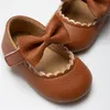 Детская повседневная обувь младенца малыша Bowknot non slip Rubber Spee Sole Flat Pu First Walker Newborn Decor 1314 D3