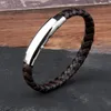 Bracelets de charme Chanfar Bracelet en cuir véritable pour hommes bleu marron corde tressée mâle en acier inoxydable caché fermoir de sécurité braceletscharm Kent2