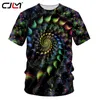 Homme O cou t-shirt 3D imprimé coloré Vortex créatif vente décontracté motif circulaire grande taille 5XL t-shirt 220623