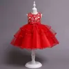 Europeisk stil söta barnföreställningskläder barnkaka bröllopsklänning flickor klänning utsökt prinsess tutu prinsessan klänning y220510