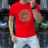 Heren T-shirts Designer Europese goederen Hot Diamant Mercerized katoen met korte mouwen T-shirt Men Tide Brand Trend 2021 Zomer Nieuwe heren medelevende W66E