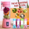 380ml 4 Blades Mini USB Rechargeable Tool Portable Electric Fruit Juicer Smoothie Maker Blender Machine Practical Festival Gifts GCE13958