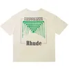 22 SS Ins High Street Tide Brand Rhude Men's Camisetas Letra Impressa Round Neck Camise de algodão solto T-208K