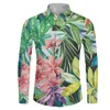 Heren -jurken Shirts Tropical Leaf Print 6xl Plus Size Long Sleeve Shirt Men Polynesisch trouwfeest voor elegante heren shirtsmen's Vere22