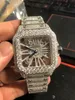 Zegarki designerskie szkielet sier new Moissanite Diamonds Watch Pass Pass Test Kwarc Ruch Najwyższej jakości mężczyźni Pełne losowane zegarki Sapphire With Box Tfg1lhtd