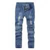 Jeans masculinos Fashion Streetwear Men Vintage Blue Skinny Destruído Rapped Punk Ponts Homme Hip Hop Men A1126Men's