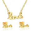 Earrings & Necklace LUXUKISSKIDS Lover's Stainless Steel Gold Jewelry Sets Letter Wedding Necklaces Earring Dubai Jewellery S2418
