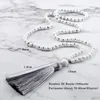 Стуковые пряди блестящие белое натуральное каменное ожерелье для женщин мужчины 108 Малат Матт Оникс Бусины ручной работы йоги йога амазония ювелирные изделия Lars22