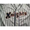 GlaA3740 # 9 Roy HOBBS 1984 New York Knights The Natural Movie Button Down Maglia da baseball Maglie personalizzate cucite al 100% Grigio Bianco