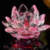 80mm Quartz Crystal Lotus Flower Crafts Glass Paperweight Fengshui Ornaments Figurines Home Wedding Party Decor Gifts Souvenir 220329