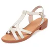 Sandals Summer Leisure Thick Heels Peep Toe Cutout Buckle String Bead Plus Size 42 43 Genuine Leather Women Gladiator 2204Sandals