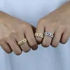 Bröllopsringar toppkvalitet isad bling 5a kubik zirkonia kubansk länk kedja form design smycken för kvinnor band trendig finger ringväder